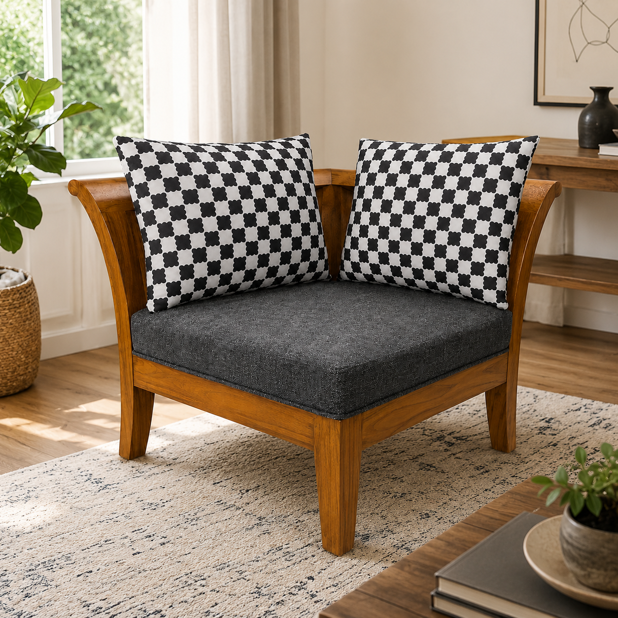 Solid Wood Corner Accent Chair