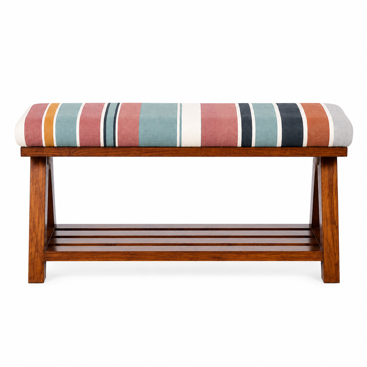 Walnut Finish Accent Bench