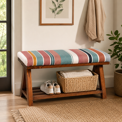 Walnut Finish Accent Bench