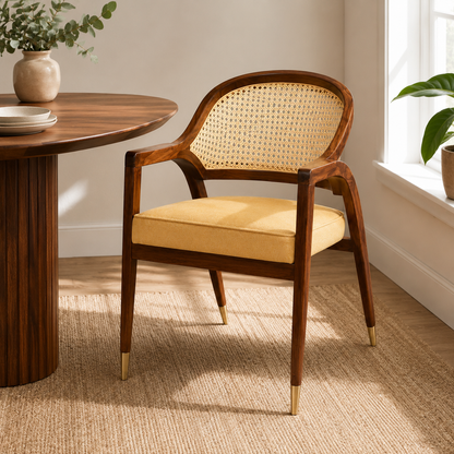 Solid Wood Cane Dining Chair
