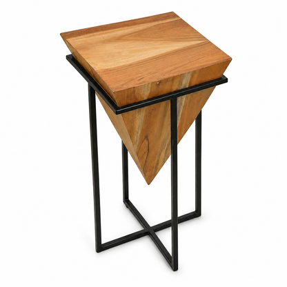 PYRA Solid Sheesham Wood & Iron Side Table