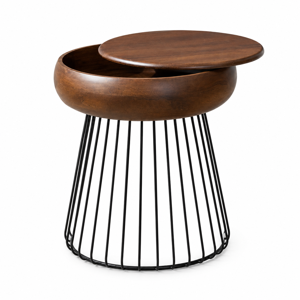 Round Storage Side Table with Hidden Compartment