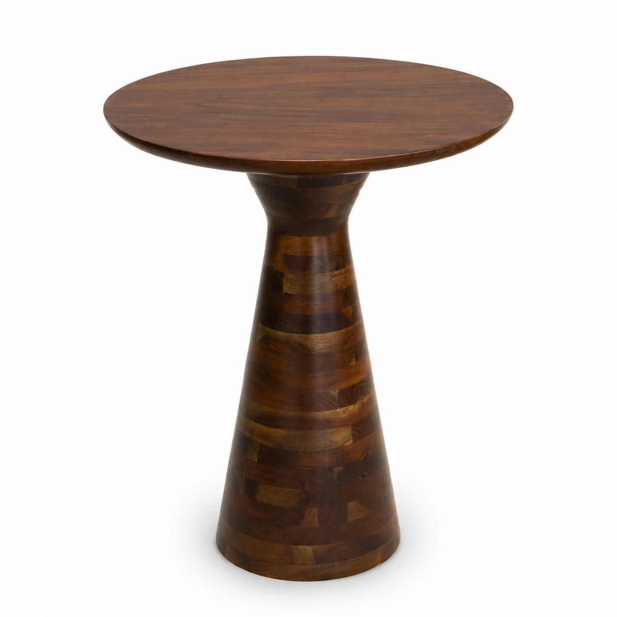 Round Sheesham Wood Pedestal Side Table
