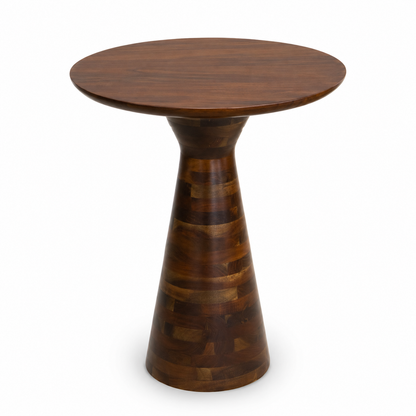 Round Sheesham Wood Pedestal Side Table