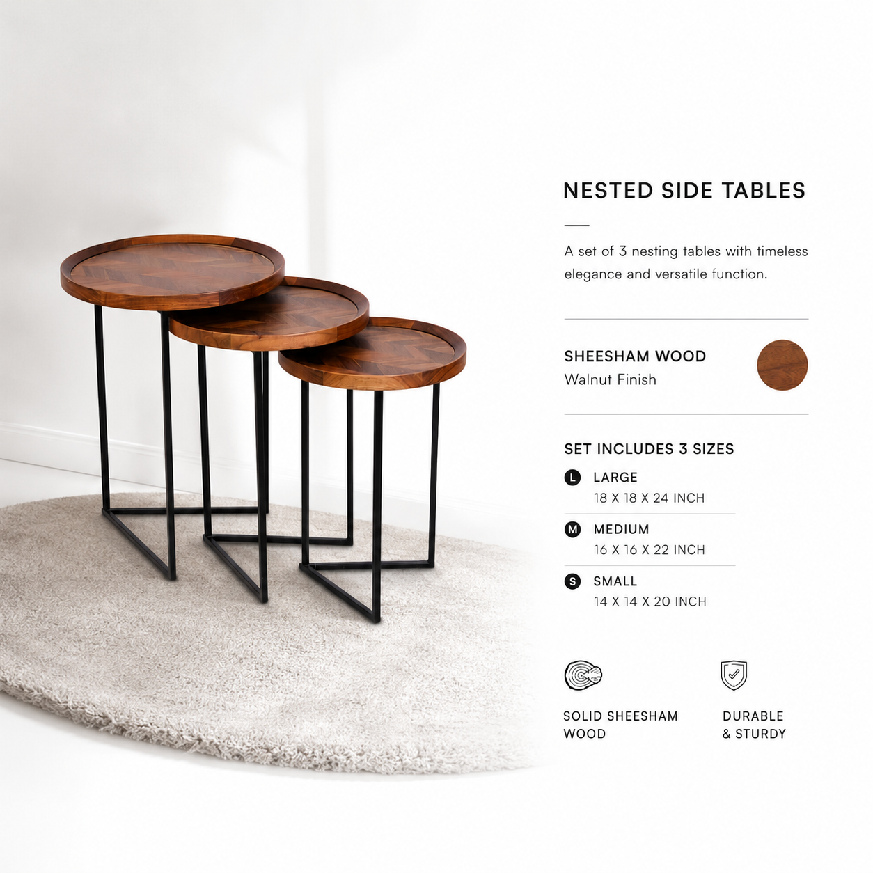 Set of 3 Nesting Side Tables