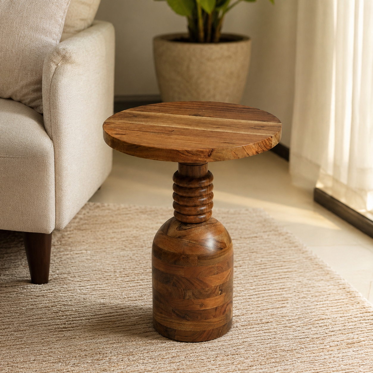 Modern Sheesham Wood Side Table