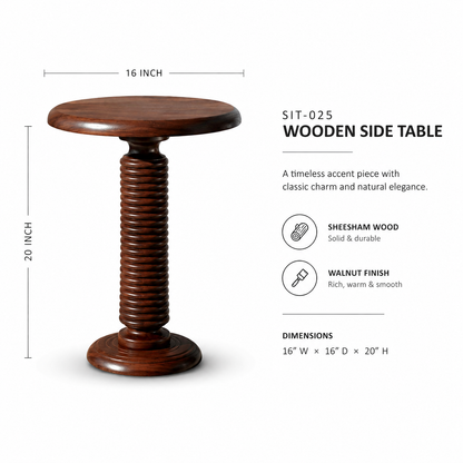 Solid Sheesham Wood Round Side Table