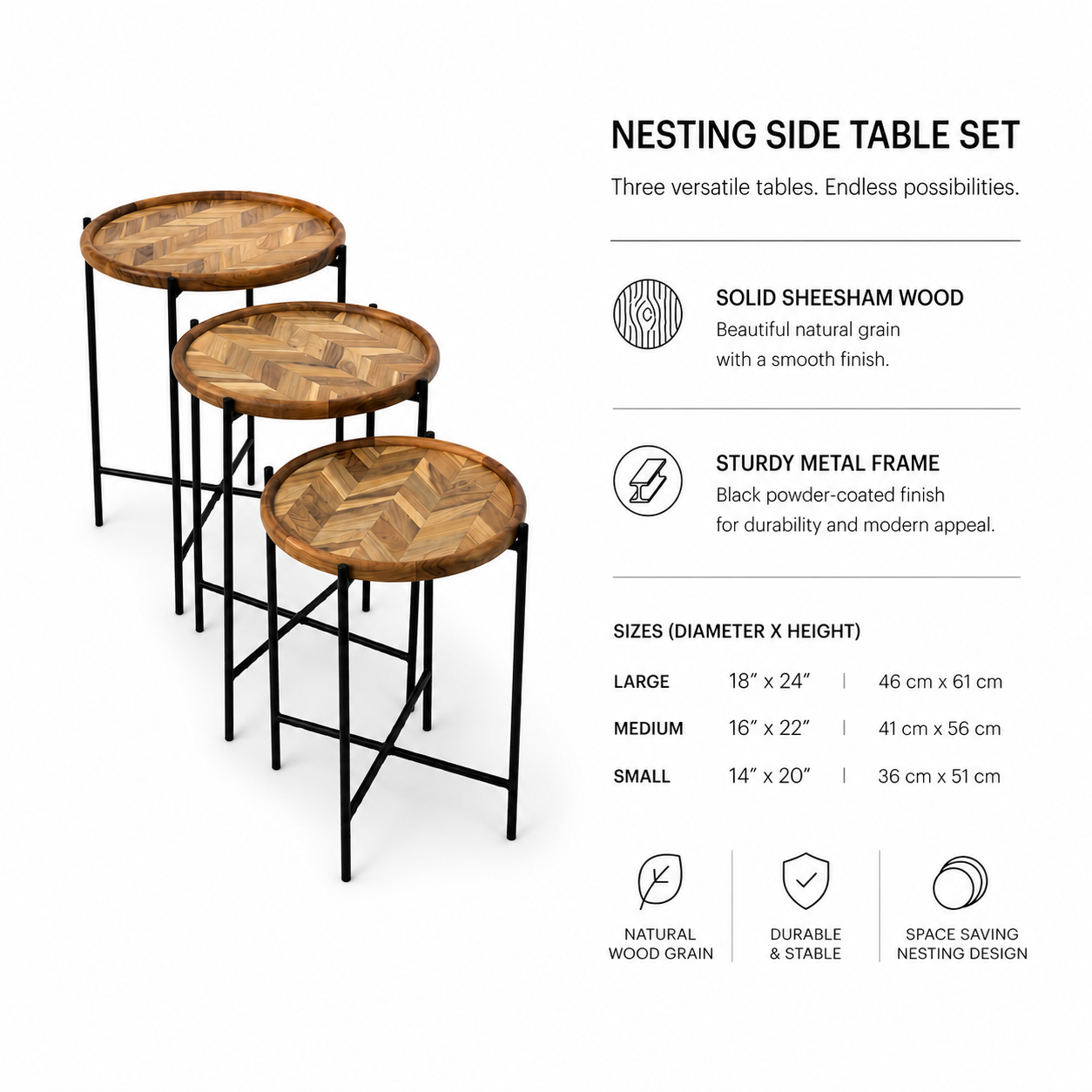 Set of 3 Nesting Side Tables
