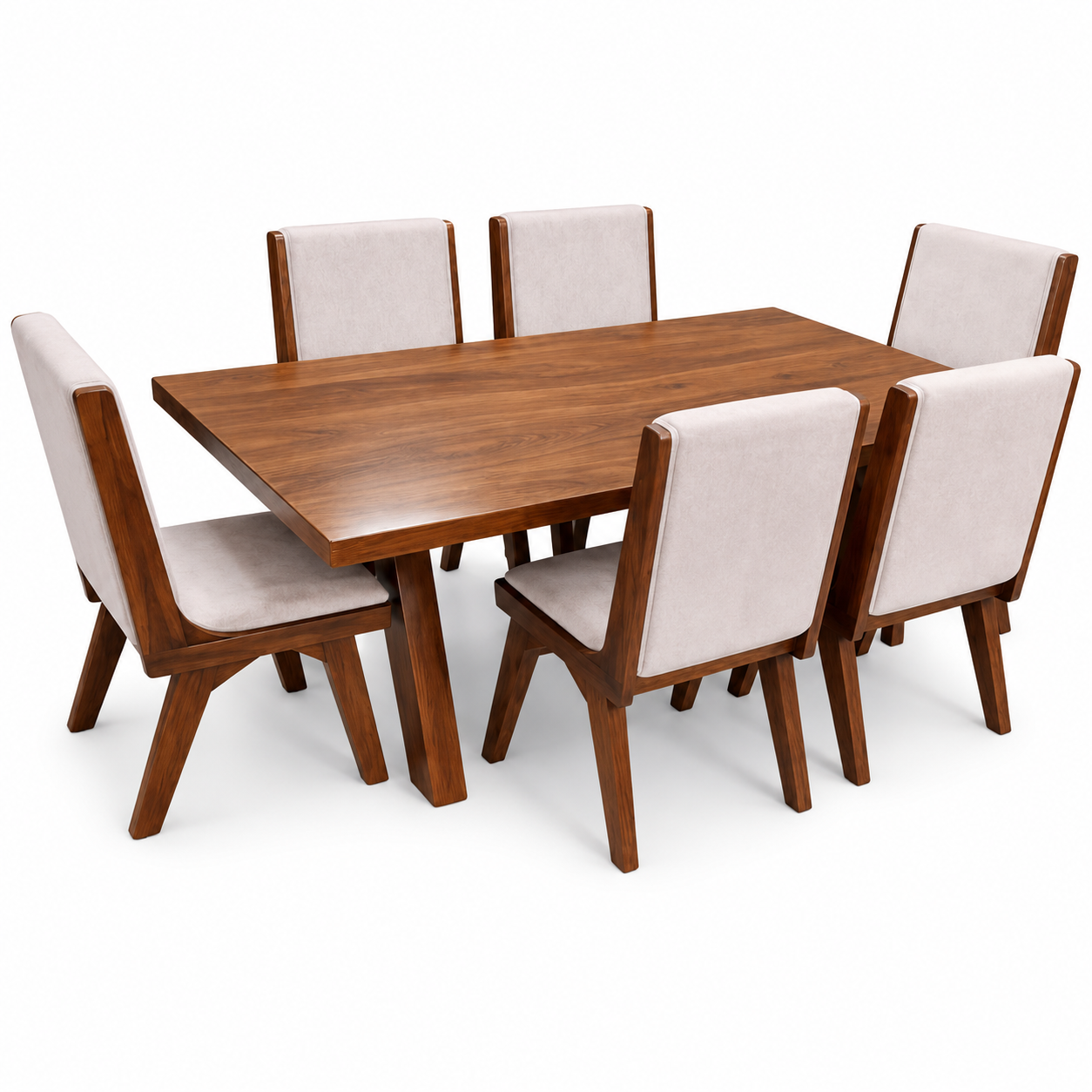 Walnut Finish Solid Wood Dining Set for Dining Room