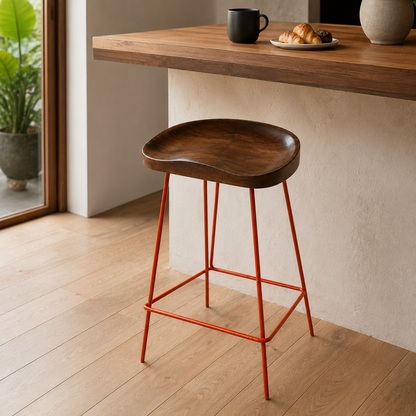 Walnut Finish Counter Height Stool