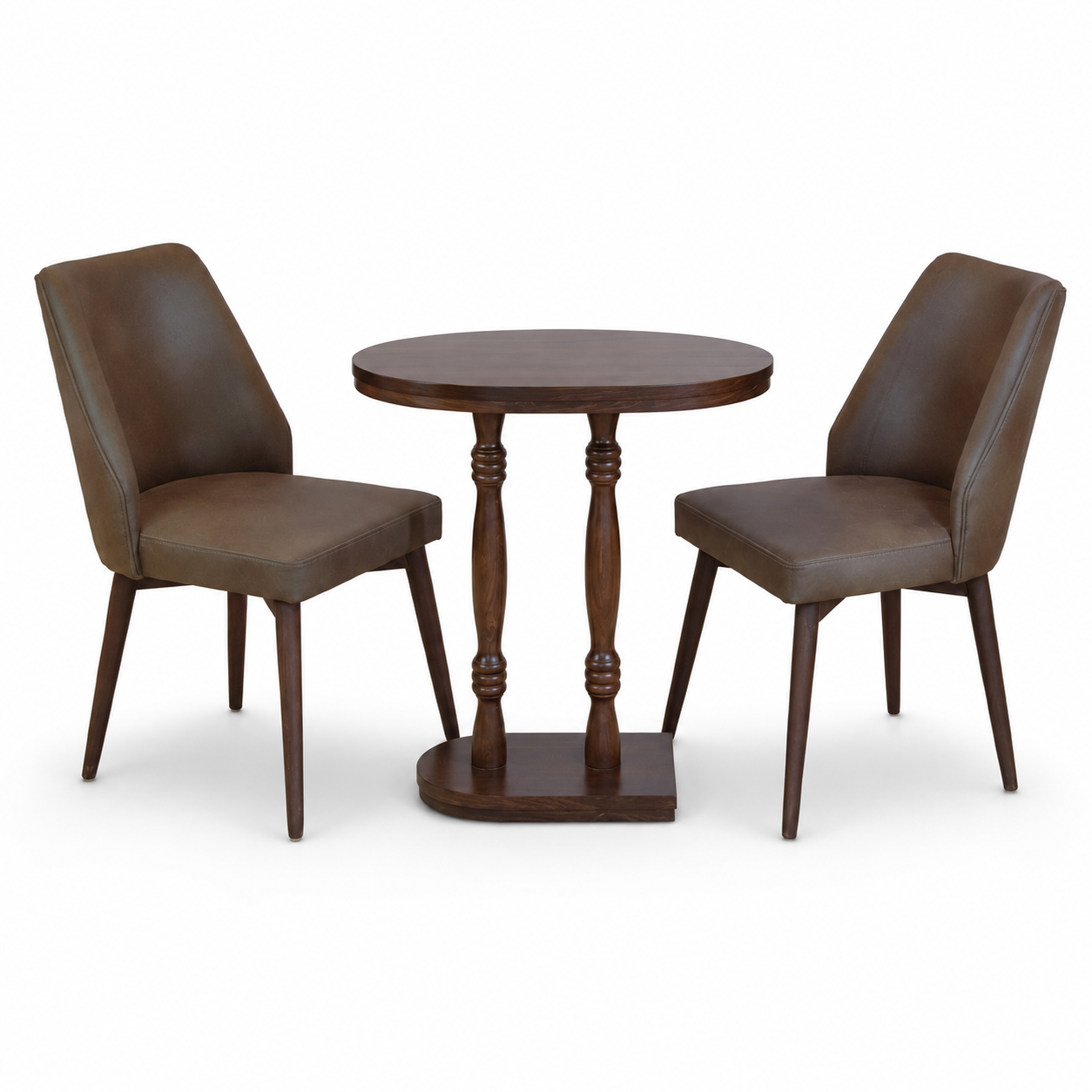 2 Seater Sheesham Wood Dining Set with Upholstered Chairs