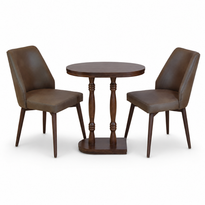 2 Seater Sheesham Wood Dining Set with Upholstered Chairs