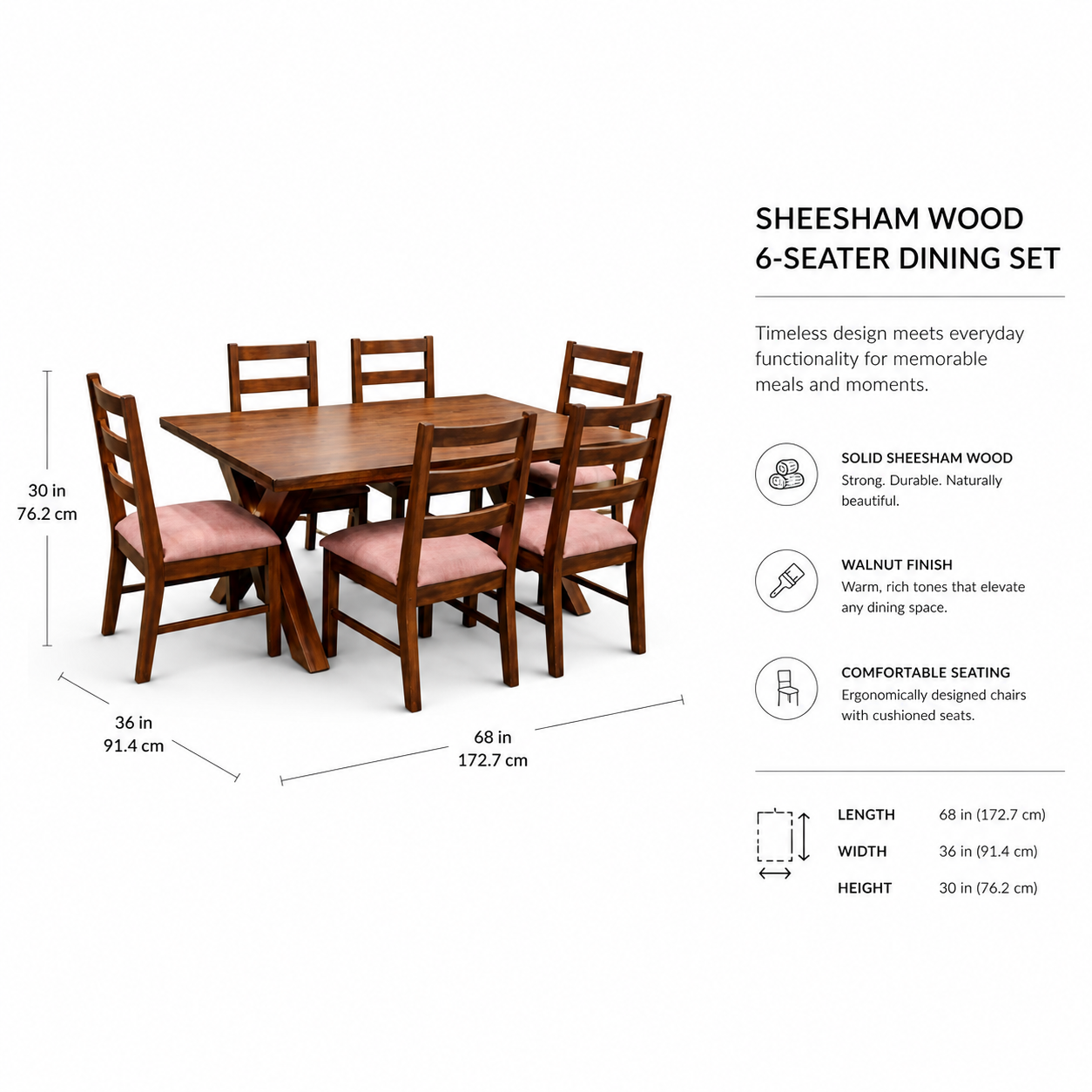 Solid Wood Dining Furniture | Walnut Finish