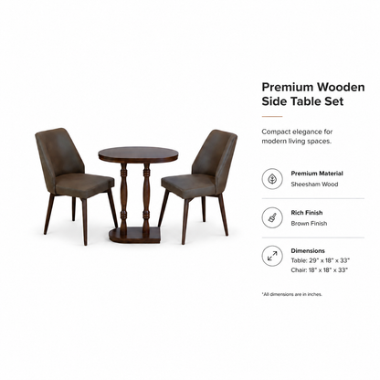 2 Seater Sheesham Wood Dining Set with Upholstered Chairs