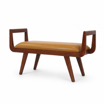 Solid Sheesham Wood Upholstered Bench