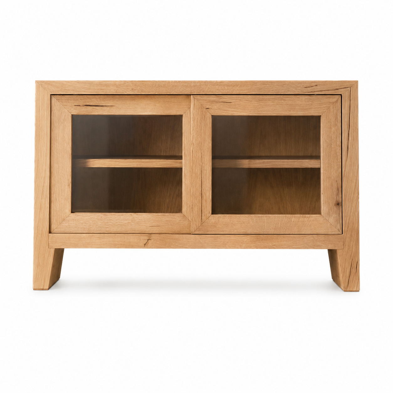 Solid Oak Glass Sideboard Cabinet