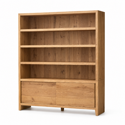 Solid Oak Bookcase Cabinet