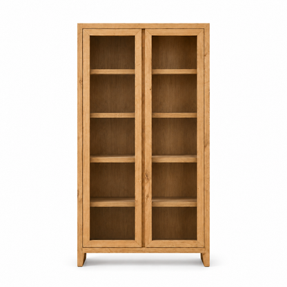 Solid Oak Glass Display Cabinet