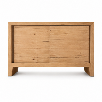 Solid Oak Double Door Sideboard Cabinet