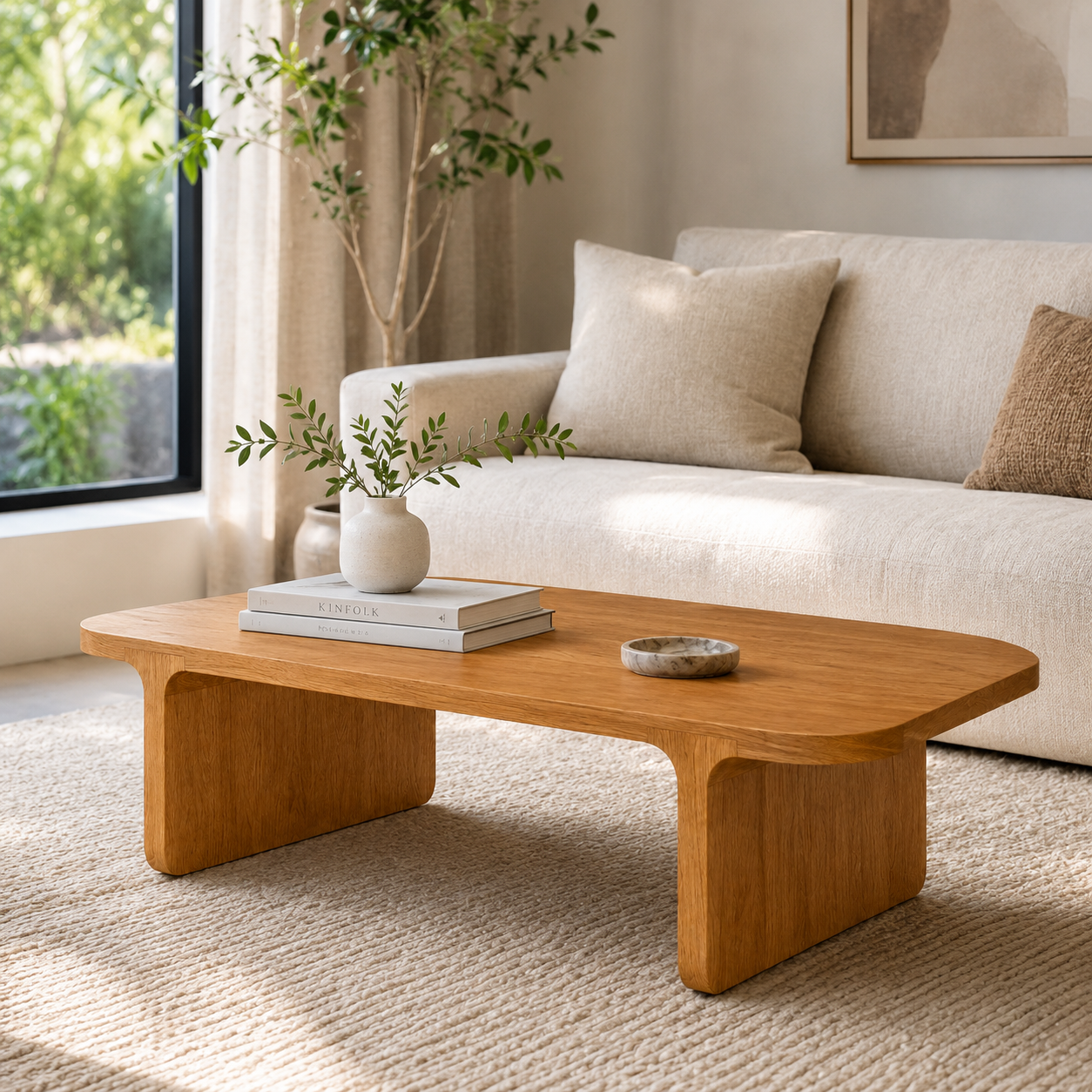 Poppy Solid Oak Coffee Table 40 Inch