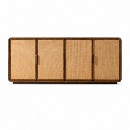 Poppy Cane Sideboard 60 Inch Solid Wood Buffet Cabinet