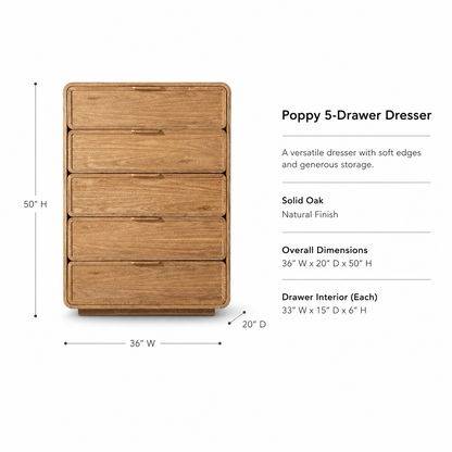 Poppy Cane 6-Drawer Dresser