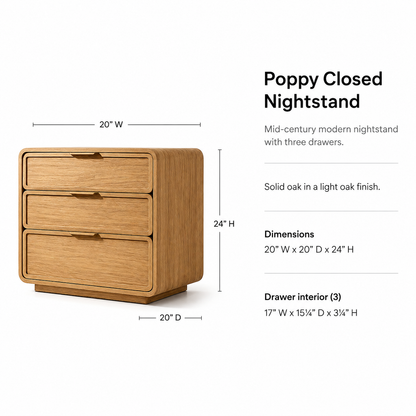 Poppy Cane 3-Drawer Nightstand