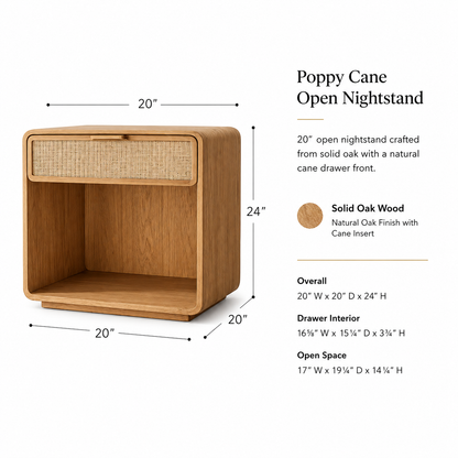 Poppy Cane Open Nightstand