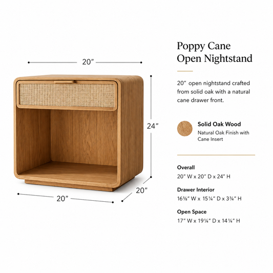 Poppy Cane Open Nightstand