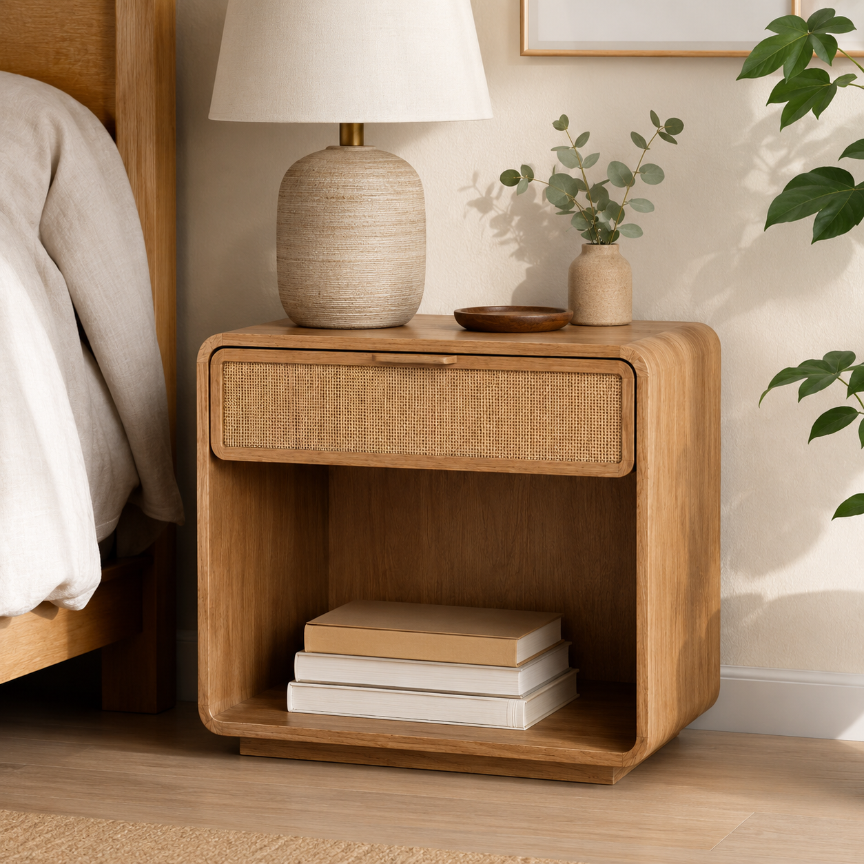 Poppy Cane Open Nightstand