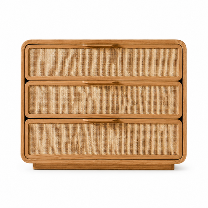 Poppy Cane 3-Drawer Nightstand