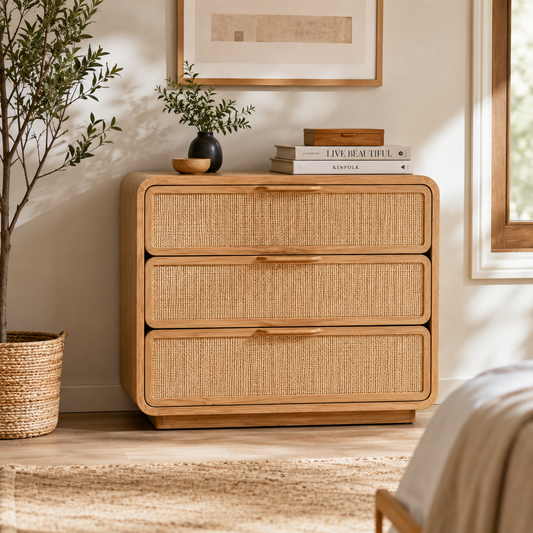 Poppy Cane 3-Drawer Nightstand