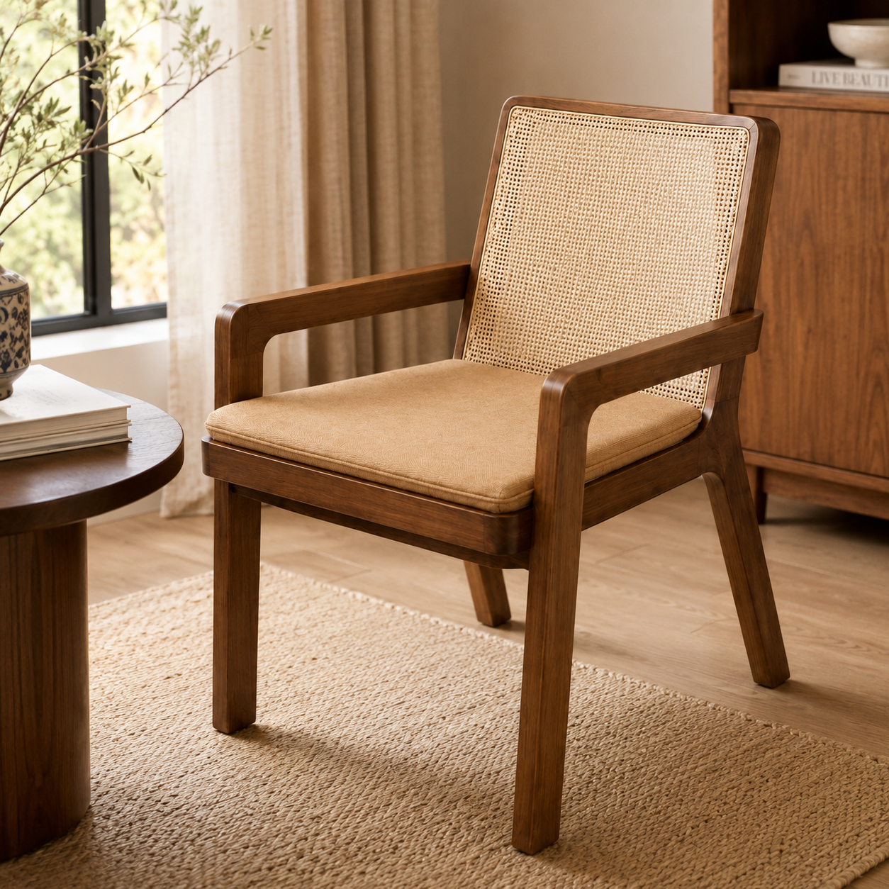 Modern Oak Accent Arm Chair