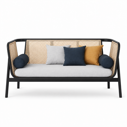 Modern Ash Wood Cane Sofa
