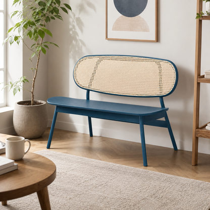 Modern Ash Wood Cane Bench