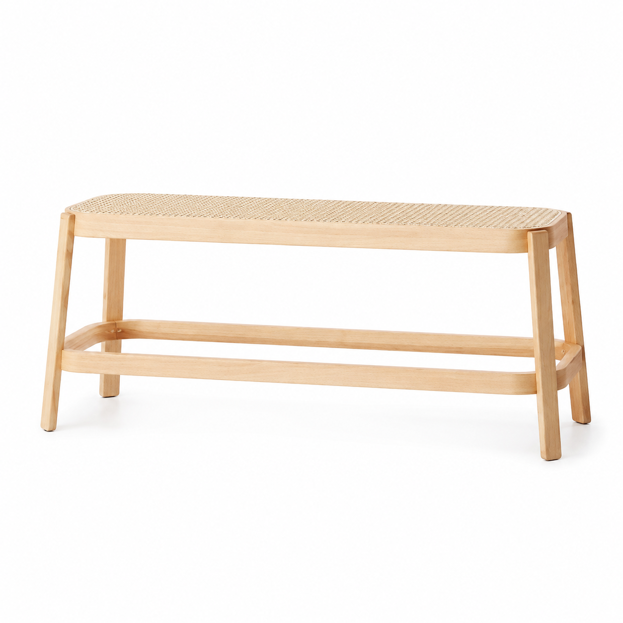 Solid Ash Wood Cane Bench