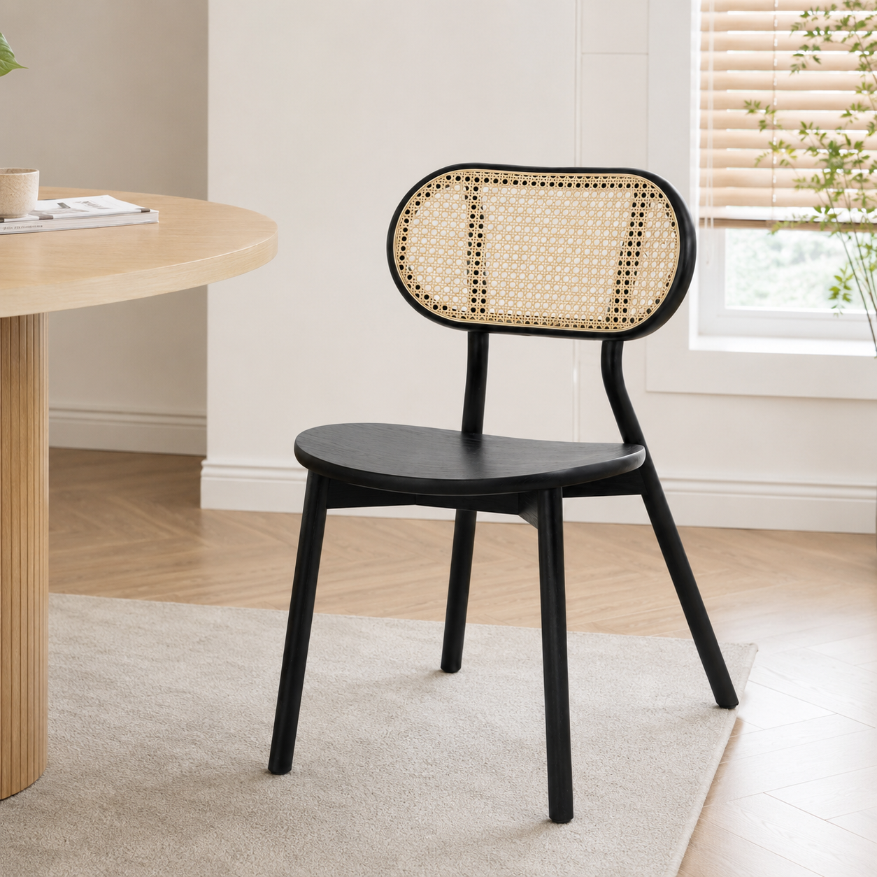 Modern Ash Wood Cane Dining Chair