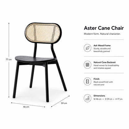 Modern Ash Wood Cane Dining Chair