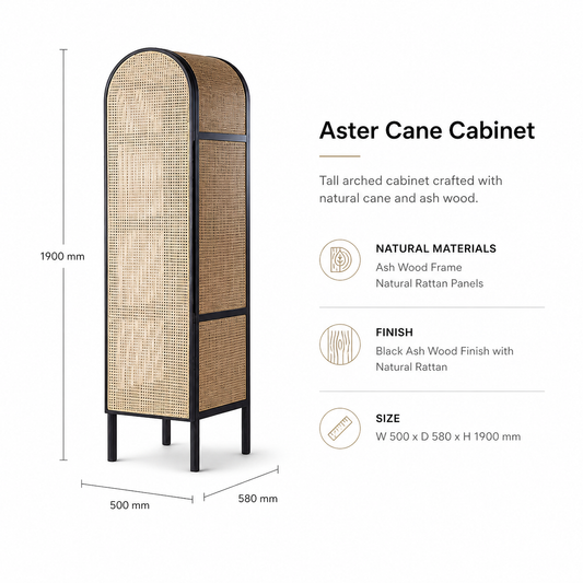 Solid Ash Wood Cane Storage Cabinet