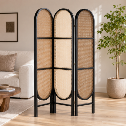 Solid Ash Wood Cane Room Divider
