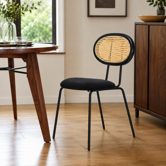 Solid Wood & Natural Rattan Accent Chair