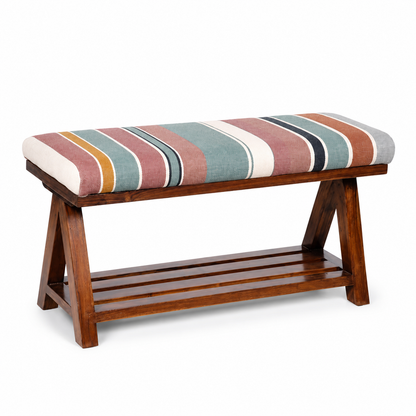 Walnut Finish Accent Bench