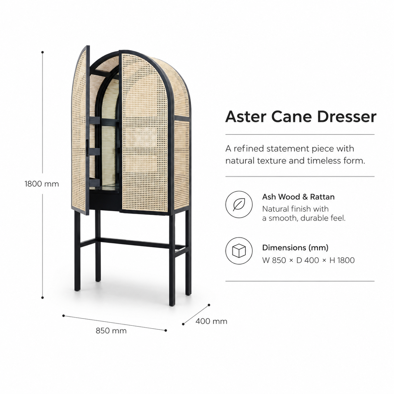 Modern Rattan Storage Cabinet
