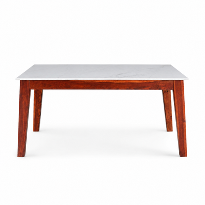 Solid Wood & White Marble Dining Table