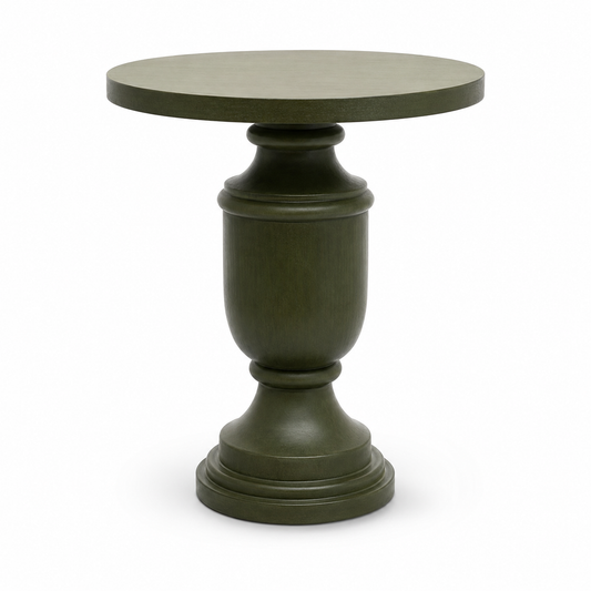 Green Sheesham Wood Pedestal Side Table