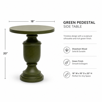 Green Sheesham Wood Pedestal Side Table