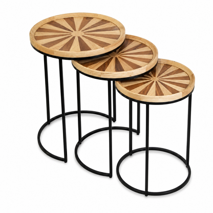 Sunburst Sheesham Wood Nesting Tables Set of 3