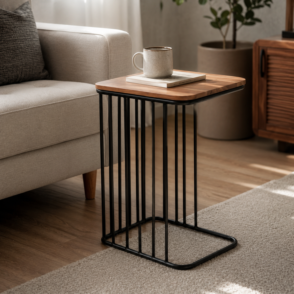 Industrial End Table for Living Room