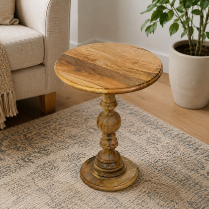 Handcrafted Pedestal End Table
