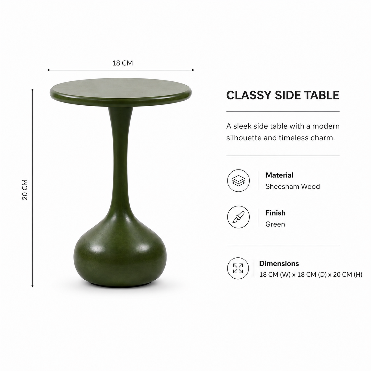 Handcrafted Round End Table for Living Room & Bedroom